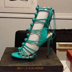 Teal Strappy Heels